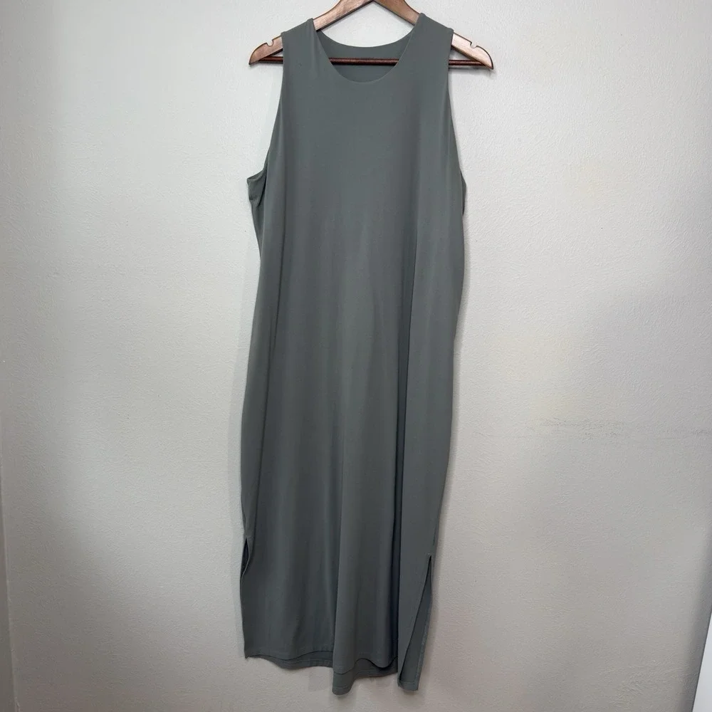 REI Co-Op Womens XL Sun Up Tank Travel Casual Midi Dress Sage Athleisure Stretch - Picture 1 of 11
